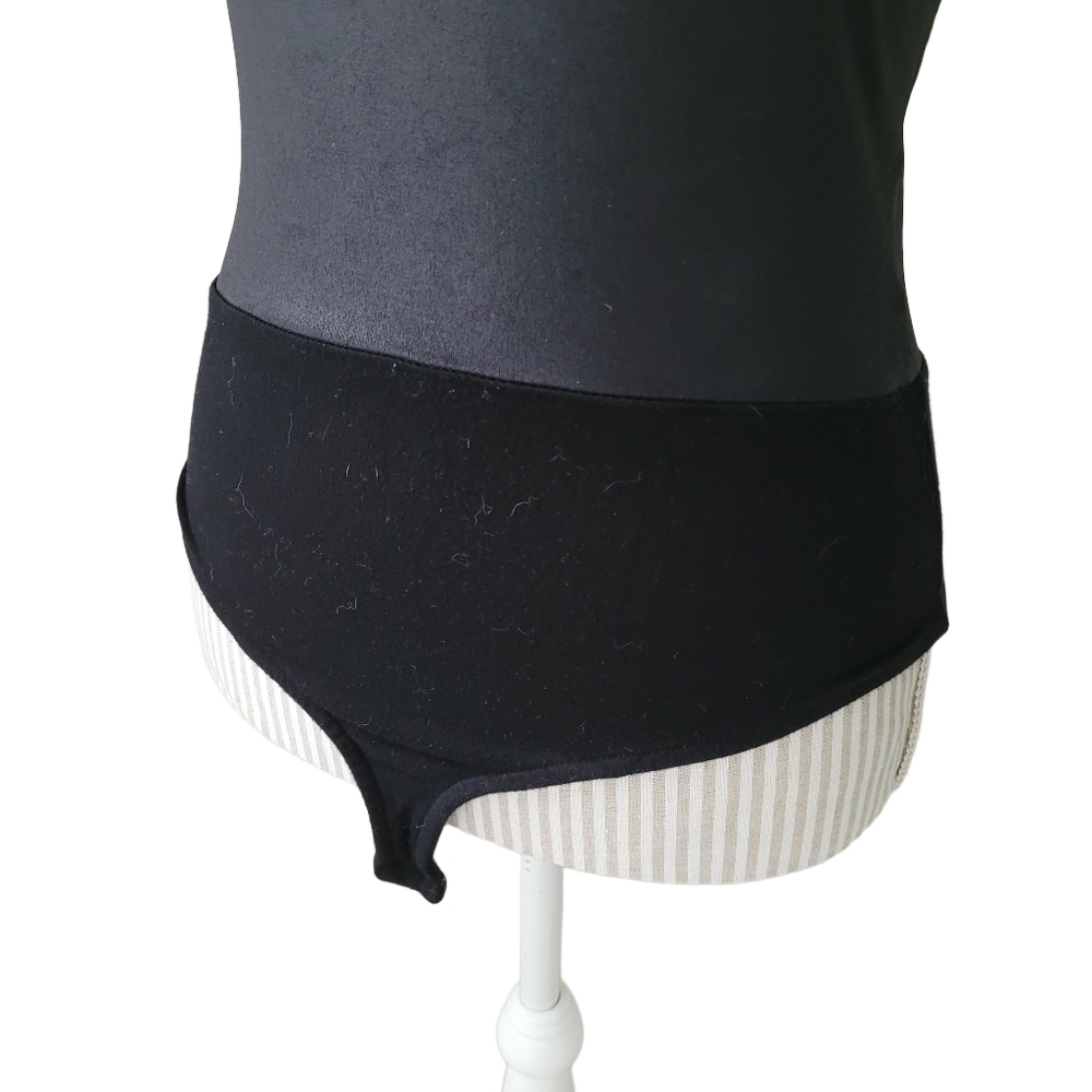 Guess bodysuit small black vegan leather deep vneck halter - Picture 7 of 12